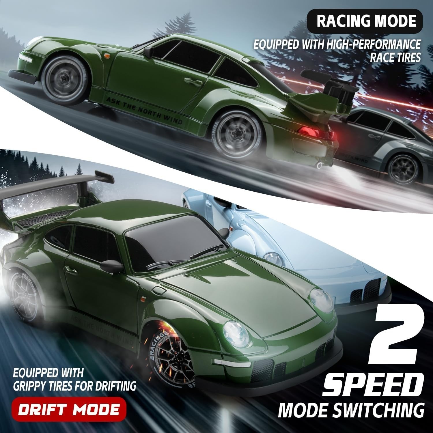 1:24 4WD RC Racing Car 2.4G 20KM/H Brushless High Speed Remote Control Drift Car