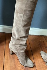 Stiefel Vintage Hellbraues Wildleeder Ohne Verschluss Leder