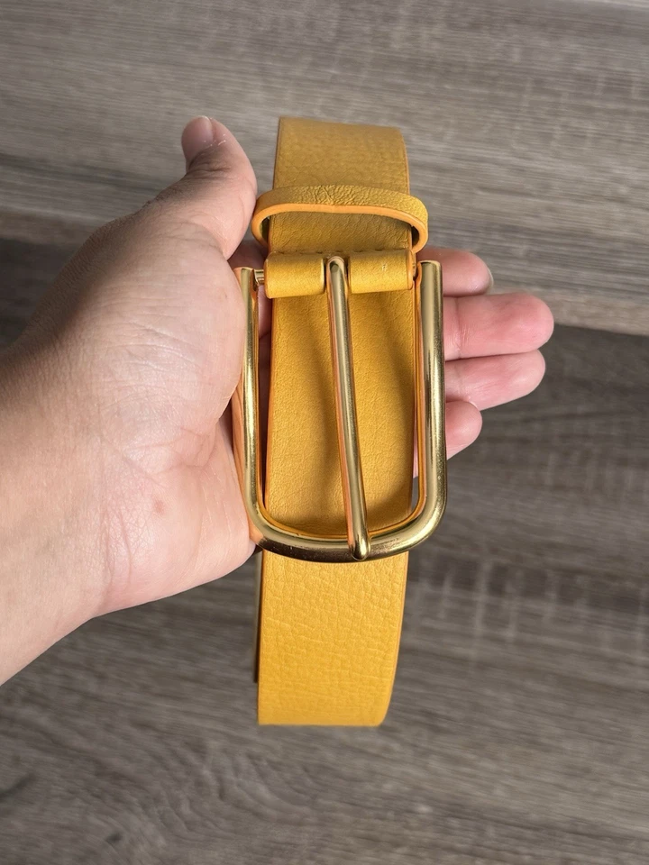 COLDWATER CREEK Women's Wide Gold Buckle Vivid Leather Belt Burnt Gold Size Lg - Image 4 of 4