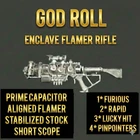 ENCLAVE FLAMER God Roll Ps4 Ps5 Fallout 76 Aligned Flamer Furious Rapid Lucky