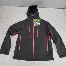 IZAS Mount-Stretch Black Softshell Hooded Jacket Men’s Large Water Repellent NWT