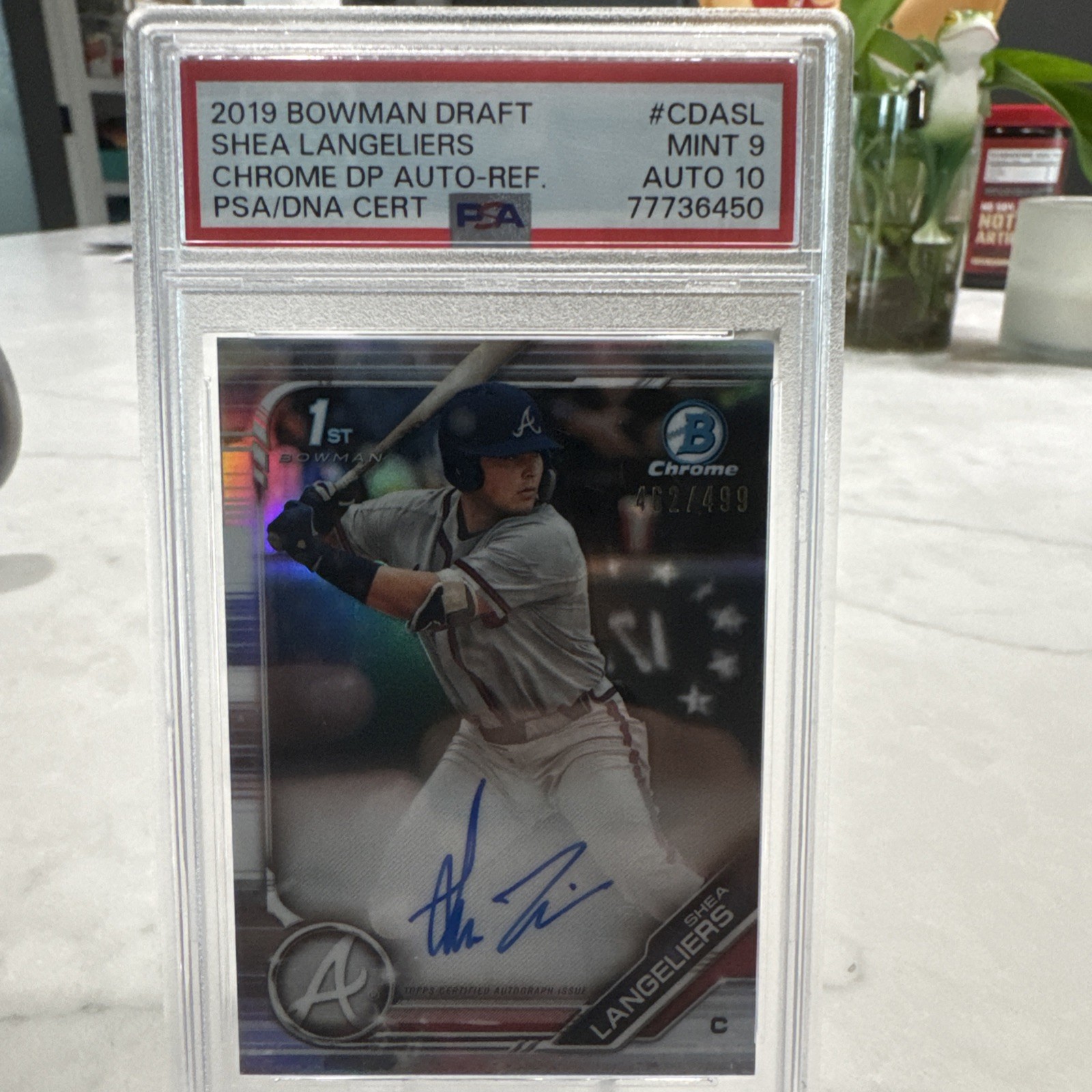 2019 Bowman Draft - Chrome Draft Pick Autographs Shea Langeliers /499 PSA 9/10