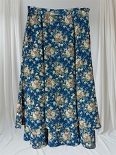 liz sport Midi Blue Floral Layered COTTAGECORE PRARIE Skirt EUC Sz 10 W-30  