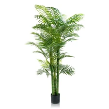 6FT Artificial Palm Tree - Tropical Faux Golden Cane Palm Tree UV Resistant T...
