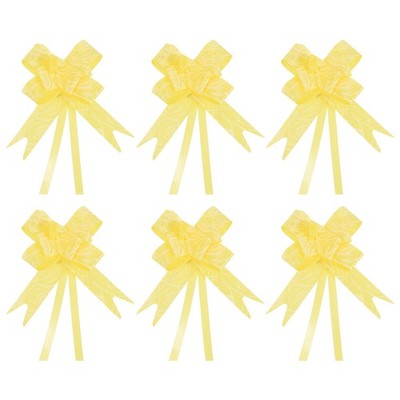 100Pcs 8'' Pull Bows Ribbon Gift Wrapping String Rose Pattern Bow Tie Yellow