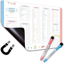 Baby First Foods Tracker Fridge Magnet, 100 Foods Chart, 2 Markers | Dry erase b