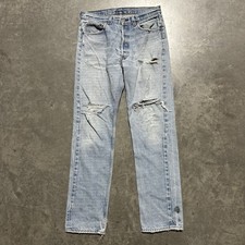 Vintage 90s Levi 501xx Denim Blue Jeans Distressed Light Wash 32x32 Made In USA