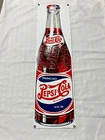 Vintage ANDE ROONEY Porcelain Enameled PEPSI COLA BOTTLE Advertising Sign 1992