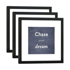 12x12 Black Picture Frame Set of 3 for Pictures 8x8 with Mat or 12x12 Without...