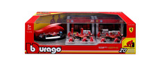 Bburago 1:43 Deluxe Paddock Ferrari Racing 3x F1 Cars Pit Crew NEW 20pc Set