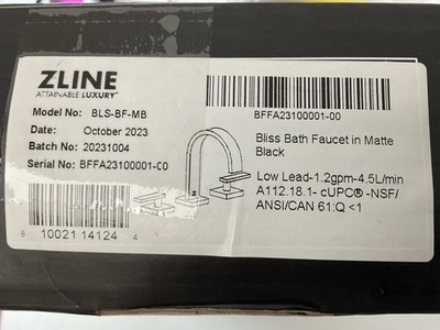 ZLINE Autograph Ed Bliss Bath Faucet-Matte Black-BLS-BF-MB-No Blemishes-New