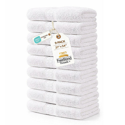 Threads+ Shower Towels 27x54 White 600 GSM 100% Cotton Bulk & Wholesale - 9 Pack