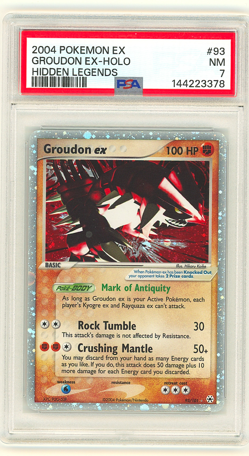 2004 Pokemon EX Hidden Legends Groudon EX-HOLO #93 PSA 7 Freshly Graded