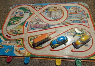 Technofix? Traffic Control clockwork track & 3 working cars