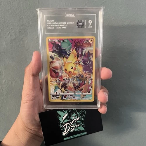 Pokémon Pikachu 160/159 Crown Zenith Secret Rare Art Holo TAG 9 Mint English