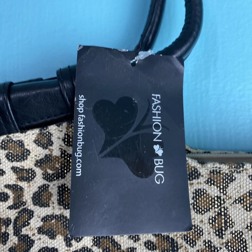 Nuevo con etiquetas Bolso de Hombro Vintage Y2K Moda Estampado de Leopardo Insecto con Acento de Flor Negro Foto 4 de 4