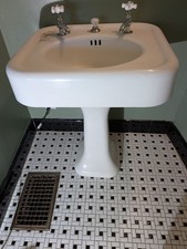 Standard Pedestal Sink With Base And Chrome Faucet