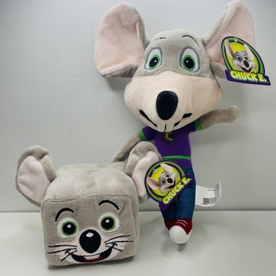 Großer Kopf Chuck E Cheese Plüsch 12 Zoll & Quadrat stapelbar Sammlerstück NEU mit Etikett