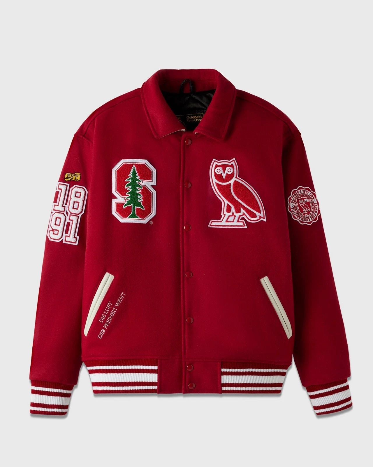 Men's Retro Wool Varsity Baseball Jacket with University Lettering