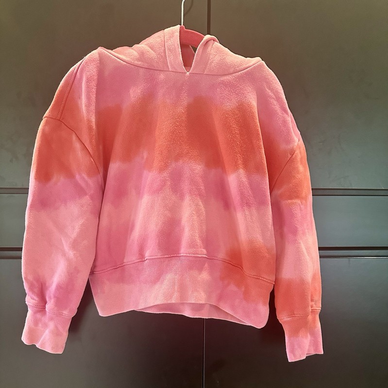 Girls Gap Kids Sweatshirt Size Small (6-7) Pink Tie Dye Hooded 