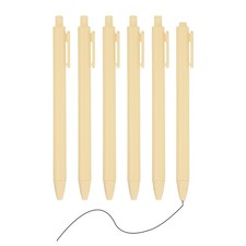 6 Pack Retractable Pens 0.5mm, Black Gel Ink for Office, Yellow