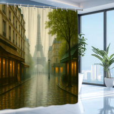 Charming Parisian Shower Curtain with Eiffel Tower Scene