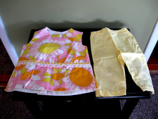 VINTAGE 2 PIECE BABY/DOLL PANTS AND TOP SET 12-18 MONTHS