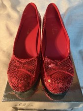 Ellie 203-Judy Ruby Red Sequin Dorothy Wizard Oz Shoes Pumps Size 8