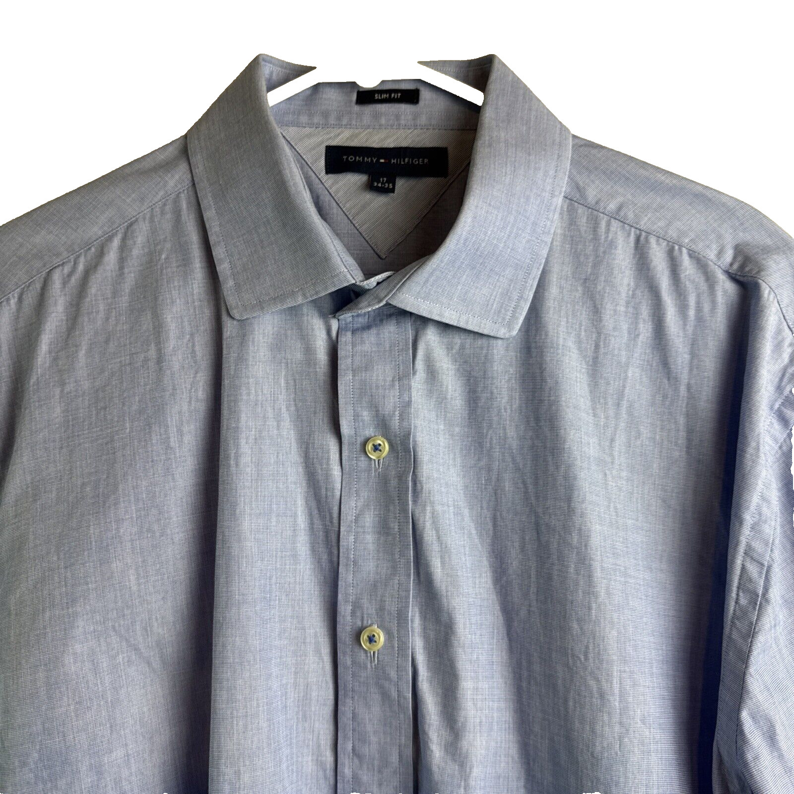 Tommy Hilfiger Mens 17 34-35 Dress Shirt Blue Long Sleeves Button Collar Cotton thumbnail 6