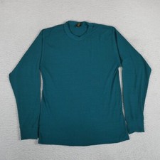 Vintage REI Shirt Men Size M Teal Blue Made in USA Long Sleeve Polyester/Lycra