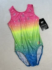 NEW Simone Biles GK Elite LEOTARD Gymnastics RAINBOW STAR OMBRE Sequin Bling  AM