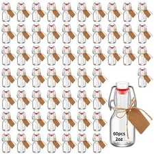 20 Pack Mini Swing Top Glass Bottles 2oz Mini Storage Bottles w/ Tags and String