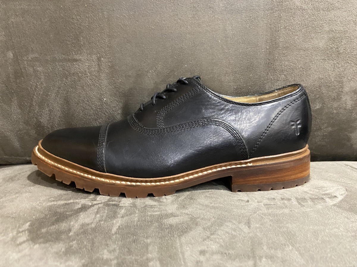 NEW! Frye James Bal Lug Oxford 87943 Mens Black Leather Lace 