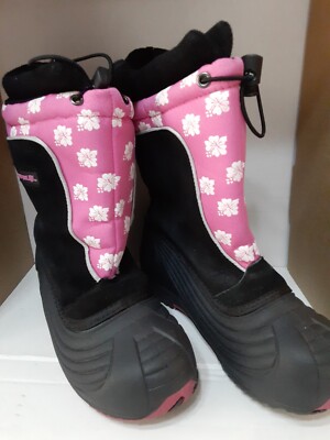 Maui Girls Floral Pink/Black  Winter Snow Boots, Youth Size 3