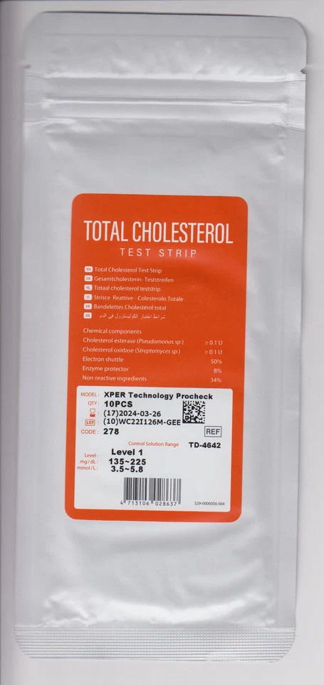 Glucofast Combo Gesamt-Cholesterin-Teststreifen neu+OVP v. med. Fachhändler