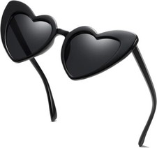 aisswzber Heart Shaped Sunglasses for Women,Vintage Cat Eye Mod Style Black