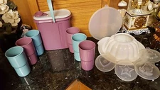 Refrigerator Pitcher 2 Qt 6 Tumblers Set & 7 Pc Jello Mold Set TUPPERWARE!