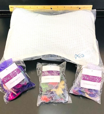 NICE!  LUXURY BATH PILLOW SET  ARIA SKY TOWER SUITES BATH PILLOW + POTPOURRI SET