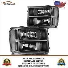 For 2007-2014 GMC Sierra Pair Black Housing Left+Right Sides Headlights Assembly