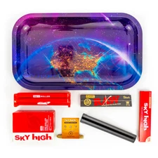 Metal Rolling Tray 'Merica Combo Bundle Kit RAW, SKY HIGH Gift Pack Set #20 King