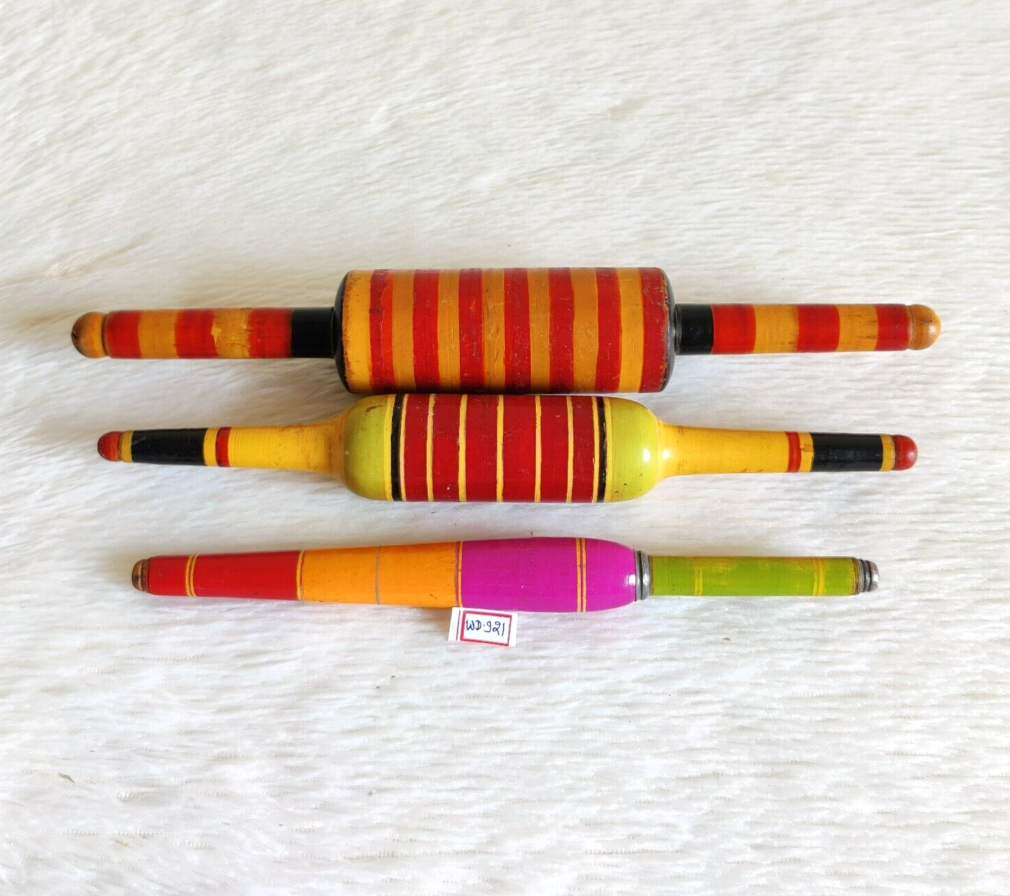 Antique Lacquered Wooden Tortilla Rolling Pin Set
