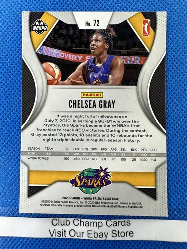 2020 #72 Chelsea Grigio Panini Prizm WNBA Basketball Base Card Scintille - Foto 2 di 2