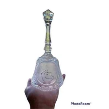 *VINTAGE Crystal Glass 8" Dinner Bell Goose Sawtooth Edge