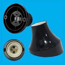 E27 LightBulb Wall Fixing Socket Edison Screw Black Angled Batten ES Lamp Holder