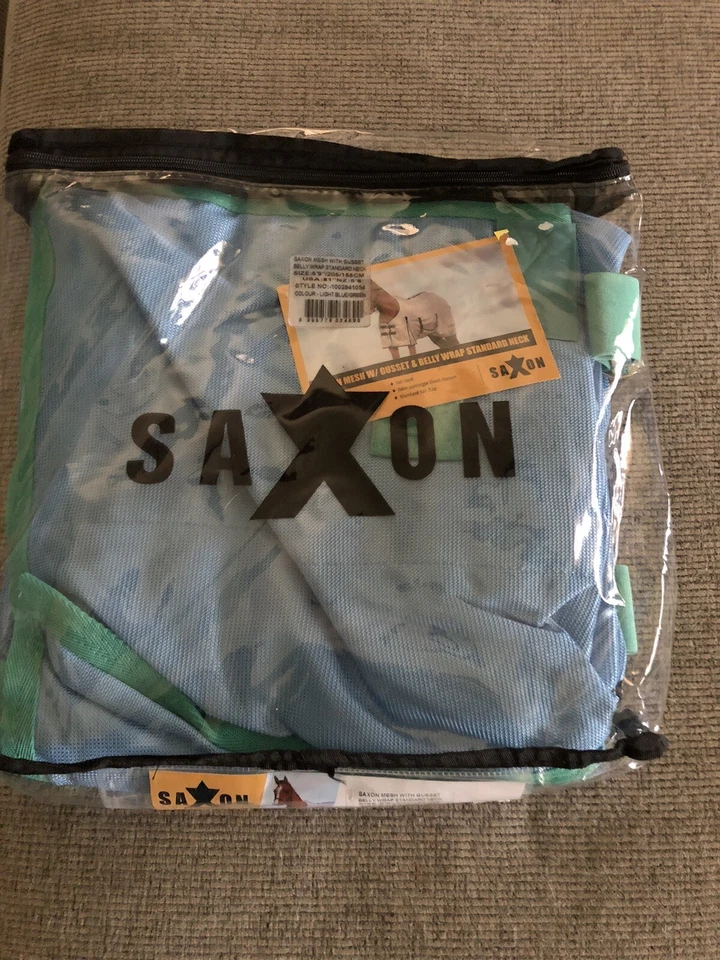 Saxon Mesh with Gusset Belly Wrap With Standard Neck Light Blue/Green Fly Sheet — 第 3/4 张图片