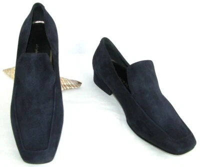 STEPHANE KELIAN Mocassins cuir suédé daim bleu nuit 38.5 EXCELLENT ETAT - Photo 1/4