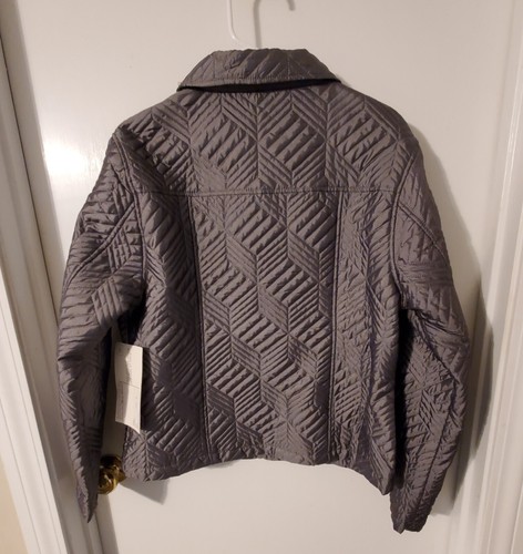 Jane Ashley Metallic Pewter Quilted Lightweight Jacket--size M - Picture 3 of 3