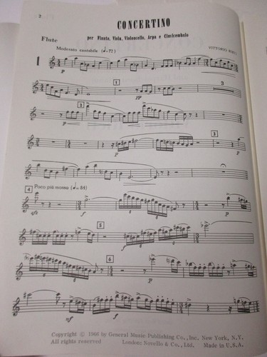 Vittorio Rieti Concertino Flute Viola Cello Harp Piano Harpsichord Sheet Music - Picture 3 of 7