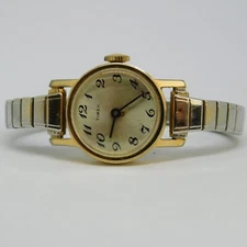 Vintage Timex Two-Tone Wind-up Analog Women's Watch Sz. 5"