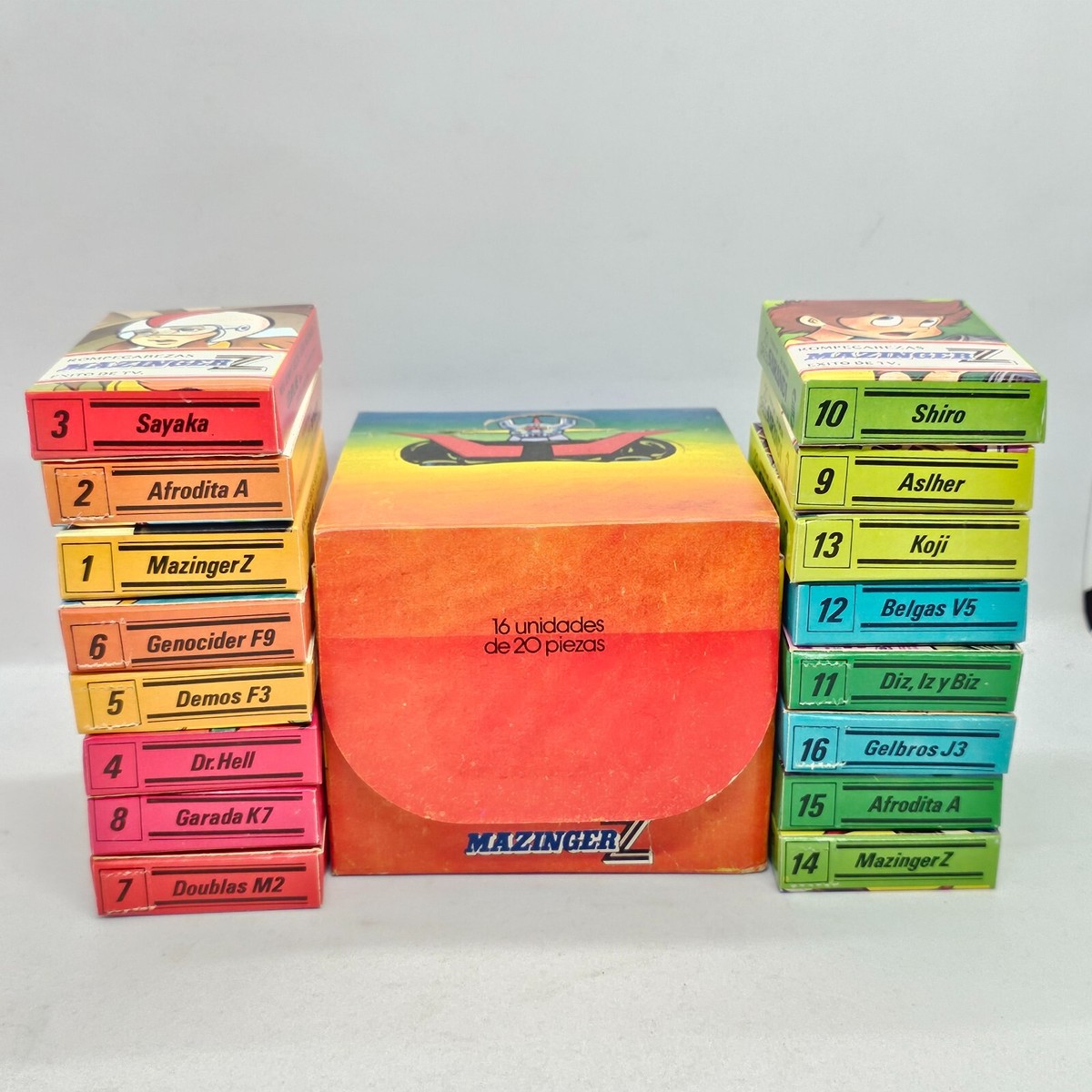 VINTAGE MAZINGER Z PUZZLE BOX (CONTAINS 16 BOXES WITH CHARACTERS